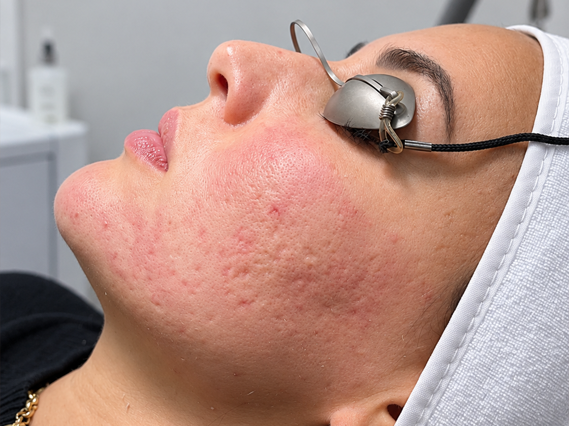 Cicatrici da acne sulla guancia